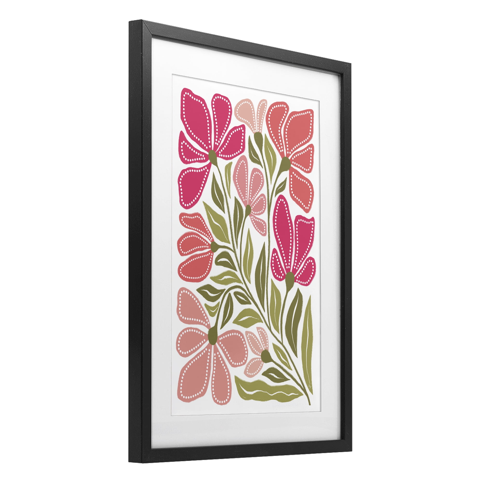 Stupell Industries Bold Midcentury Blooms Black Framed Print Under Glass, design by Martina Pavlova