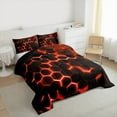 thumbnail image 3 of Manfei Geometric Honeycomb Full Size Comforter Sets,Modern Minimalism Geometric Bedding Comforter Set,Black Red Hexagon Bedding Sets For Teens,Ultra Soft Home Decor Reversible,3-Piece, 3 of 8