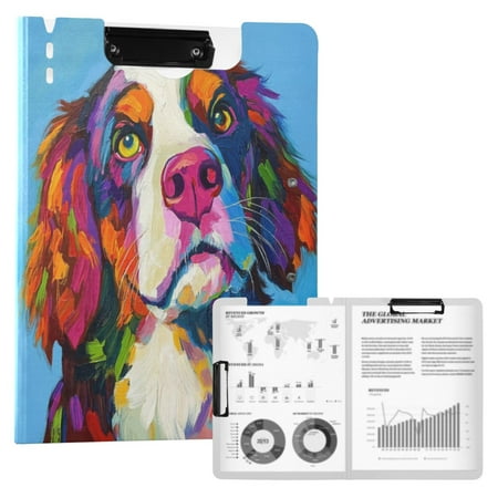 A4 Double Clip File Folder Binder Clipboards Waterproof Durable Foldable Folder Suitable for Office and Family Oil Painting Cute Dog A4 Double Clip File Folder Binder Clipboards Waterproof Durable Foldable Folder Suitable for Office and Family Oil Painting Cute Dog