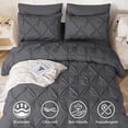 thumbnail image 2 of Queen Comforter Set 7 Pieces - Bed in a Bag Queen for All Season, Pintuck Bedding Comforter Sets with Comforter, Flat Sheet, Fitted Sheet and Pillowcases & Shams, Grey, 2 of 5