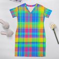 thumbnail image 5 of Colorful Plaid Pattern Loose Pocket Dress Dresses Summer Summer Dresses for Women, 5 of 9
