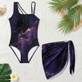 thumbnail image 3 of Xixirimido Purple Marble Print Quick Dry Girls One Piece Swimsuit with Removable Bra, Modest One Shoulder Bathing Suit with Mesh Cover Up Skirt, Size 17-18 Years, 3 of 7