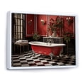 thumbnail image 2 of Designart "Red Modern Bathroom beauty IV" Bath & Laundry Floater Framed Wall Art Print, 2 of 7