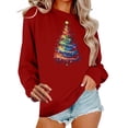 thumbnail image 2 of Sakmal Christmas Sweatshirts for Women Red Crew Neck Plus Size Tops Winter Christmas Trees Sweatshirt for Women, 2 of 6