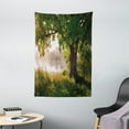 thumbnail image 1 of Tree Tapestry, Ancient Tree Leafage in Mystical Landscape Foggy Scenery and Stream View Print, Wall Hanging for Bedroom Living Room Dorm Decor, 40W X 60L Inches, Green Dust Brown, by Ambesonne, 1 of 2