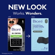Biore Mens Skincare Charcoal Deep Cleansing Blackhead Remover Pore Nose Strips for Skin Care, 6 Ct