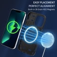 thumbnail image 3 of Heavy Duty Case for iPhone 13 Pro, Rugged PC Soft Silicone Shockproof Magnetic Triple-Layers Protective Cover Compatible with MagSafe Wireless Charging Military Grade Lens Protection Case,Black, 3 of 6