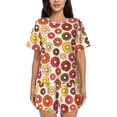 thumbnail image 1 of Balery Donut Conjunto de Pijama para Mujer con Estampado, Dos Piezas de Manga Corta y Shorts, Ropa de Dormir Suave con Cuello Redondo y Bolsillos-X-Large, 1 of 6