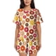 thumbnail image 1 of Fotbe Donut Conjunto de Pijama Estampado para Mujer, 2 Piezas, Ropa de Dormir con Camiseta de Manga Corta y Shorts Suaves-Small, 1 of 6