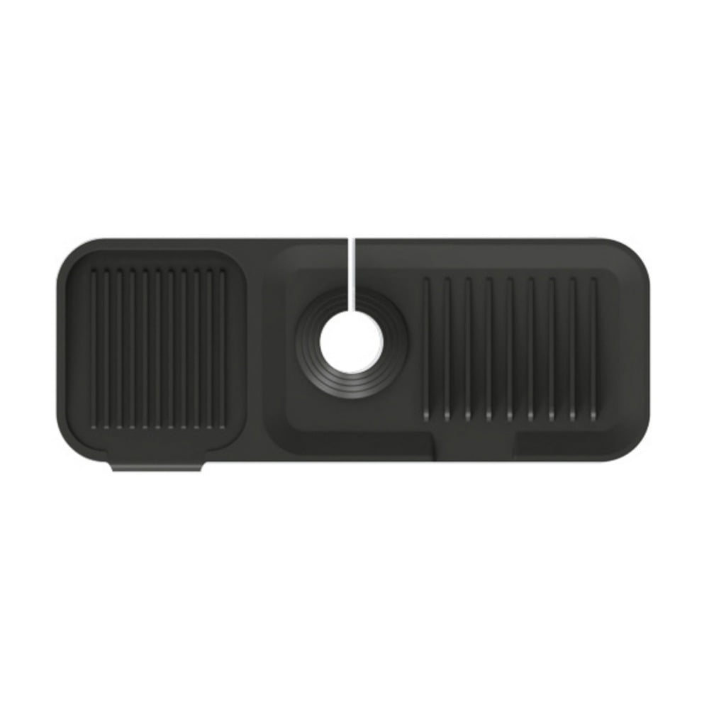 Kitchen Sink Splash Guard,Silicone Faucet Handle Drip Catcher Tray,Dish Soap Dispenser and