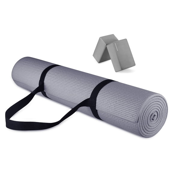 Signature Fitness All Purpose High Density No Tear Exercise Yoga Mat, Gray