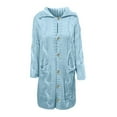 thumbnail image 4 of Breezora Women's Long Cable Knit Cardigan Sweater Open Front Pocket Hooded Loose Fit Cozy Loungewear Pullover XXXXL Size Light Blue, 4 of 5