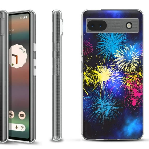 Slim-Fit Gel TPU Phone Case for Google Pixel 6a, by OneToughShield ® - Fireworks