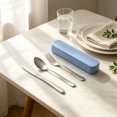 thumbnail image 5 of Stainless Steel Travel Cutlery Set Reusable Flatware With Portable Storage Case For Office Lunch Camping Blue, 5 of 6