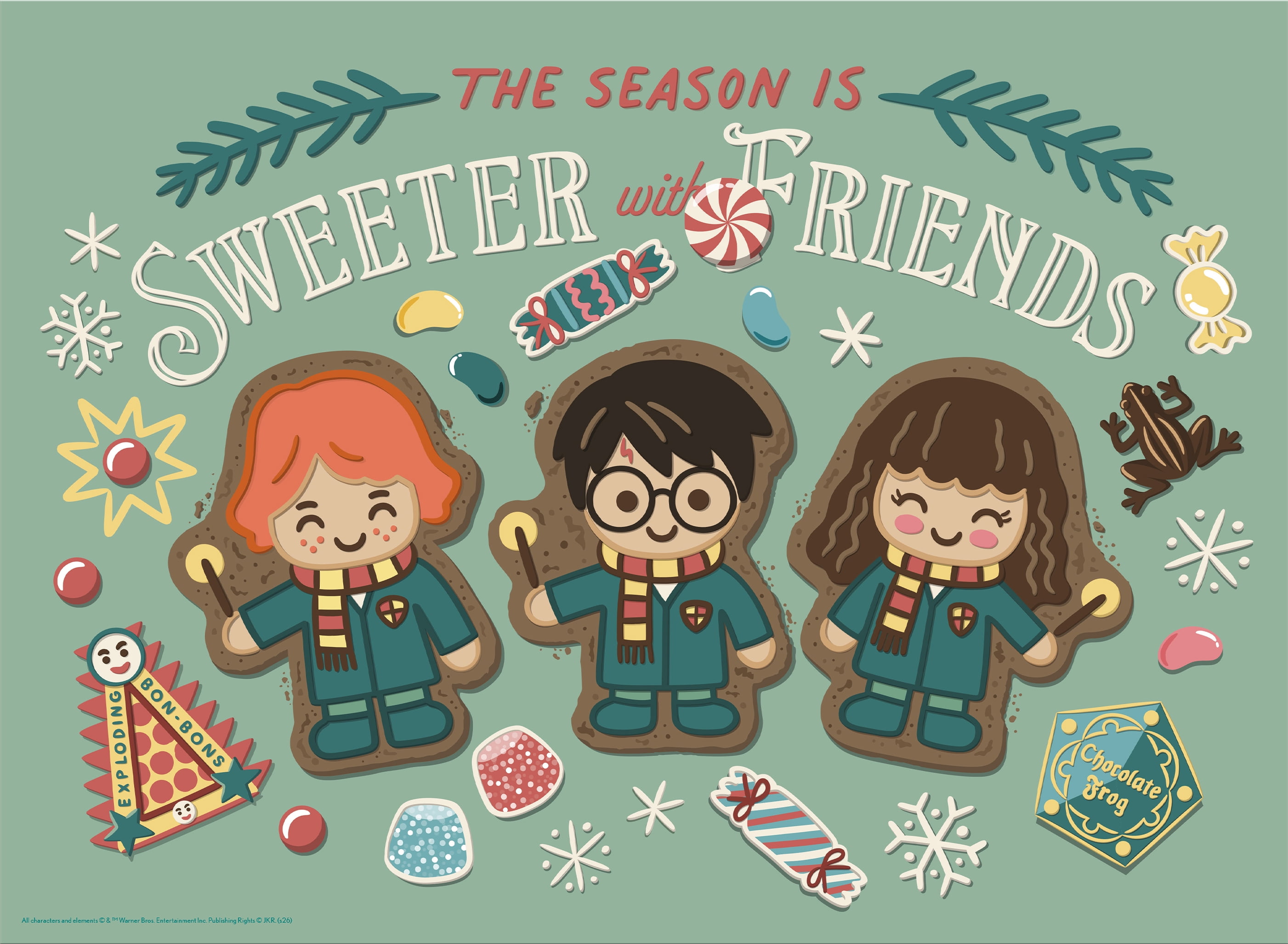 Ceaco Harry Potter The Season is Sweeter with Friends Glitter 100-Piece Interlocking Jigsaw Puzzle for Children Ages 6+
