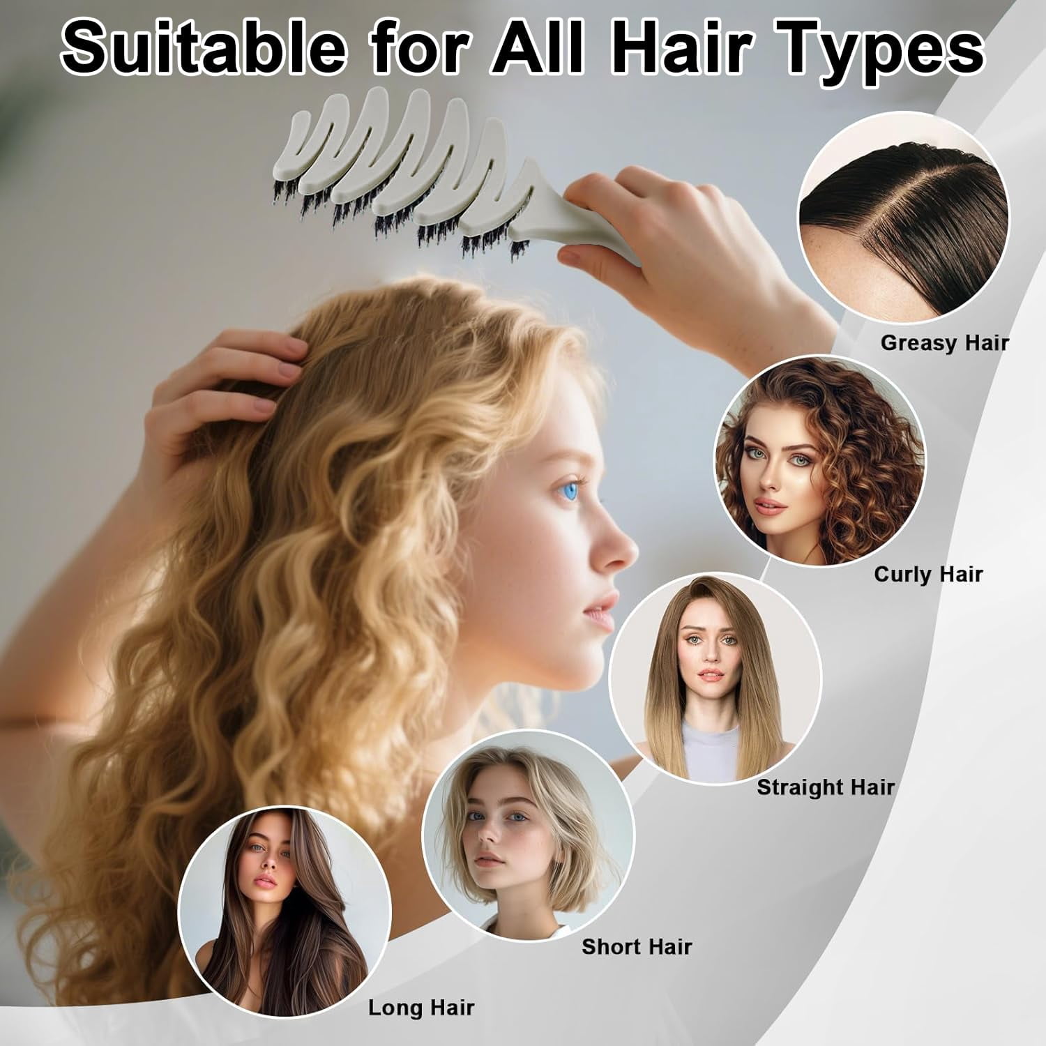 Gentle Scalp Massage Boar Bristle Hair Brush for Fine Hair, Ultimate Smoothing Vented Detangler Wet Brush for Women – A Great Gift