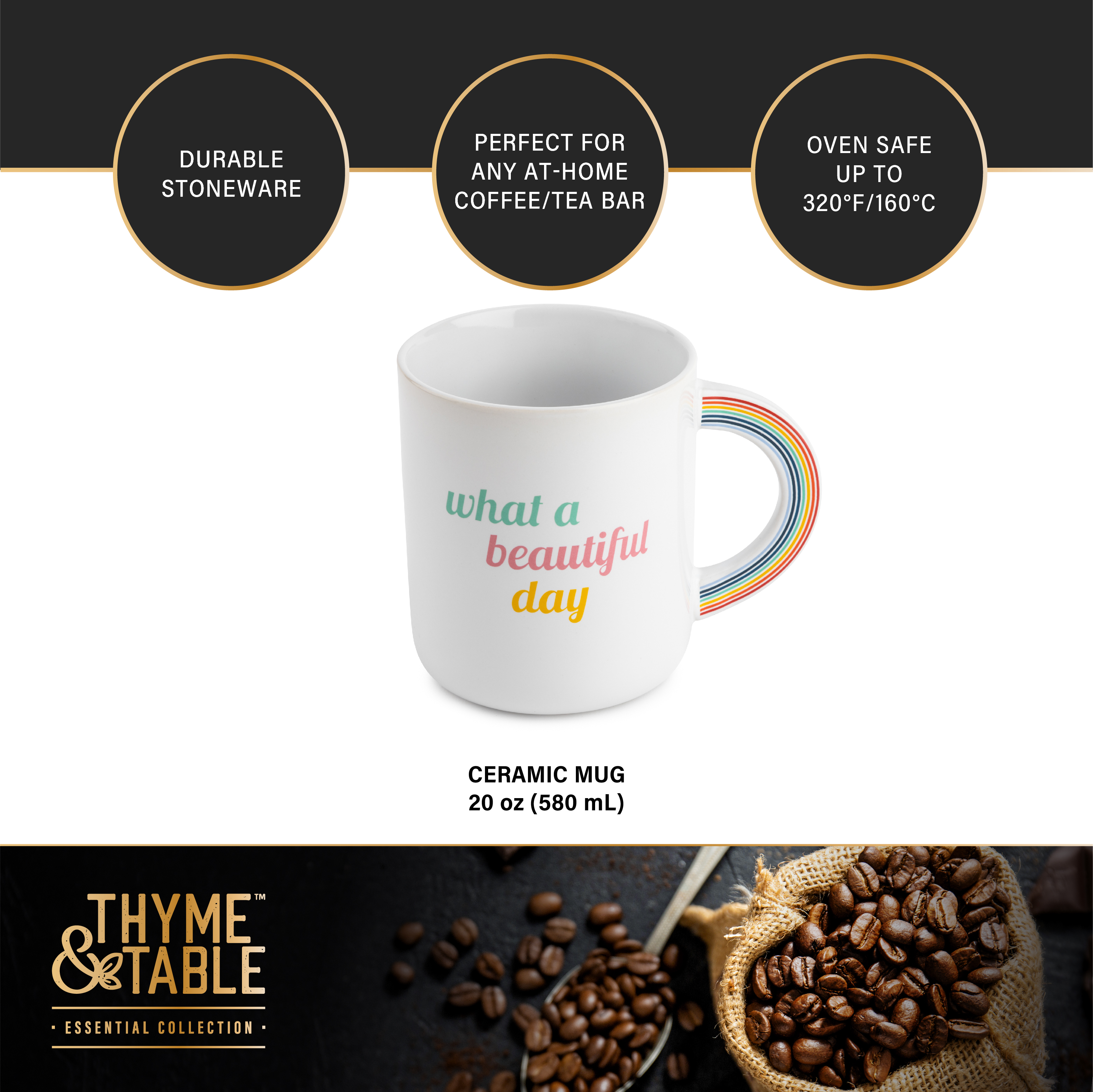 Thyme & Table Beautiful Day Ceramic Coffe Mug, 20 fl oz - image 4 of 6