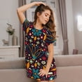 thumbnail image 3 of Fotbe Colorful Mexican2 Bata de Dormir para Mujer con Estampado, Camisón de Algodón de Manga Corta, Ropa de Dormir Casual, 3 of 6