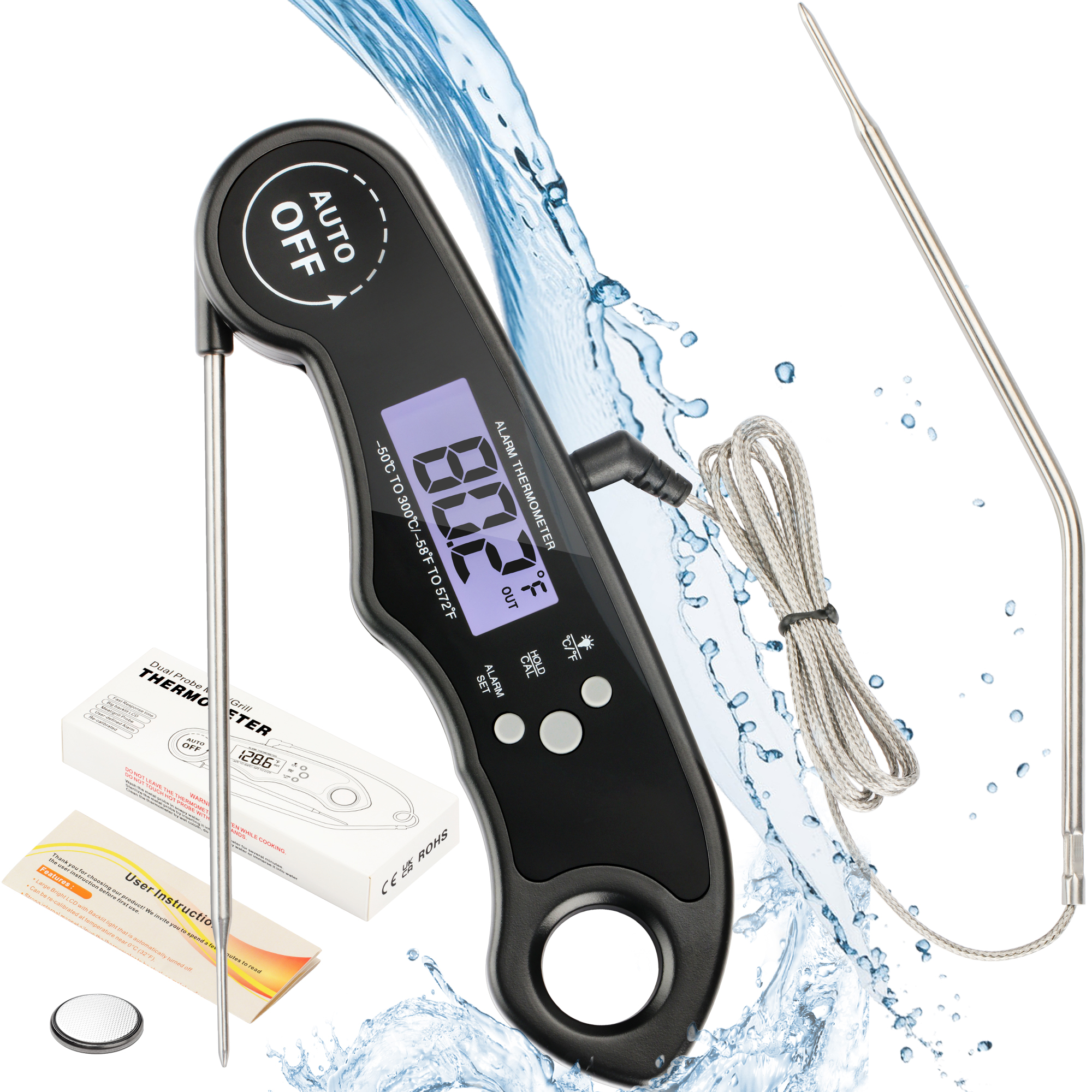 Meat Thermometer 304 Stainless Steel Meat Thermometer Probe LCD