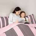 thumbnail image 4 of Castle Fairy Bohemian Thin Vertical Stripe King Size Comforter Sets 3pcs,Boho Wide Band Comforters King Size,Black Pink,Reversible,1 Comforter and 2 Pillowcases, 4 of 6