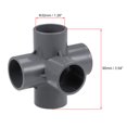 thumbnail image 2 of Conector de tubo en forma de codo de 5 vías, grado de muebles, accesorios de esquina en forma de T de 1 pulgada, color gris, 5 piezas, 2 of 3