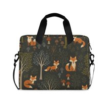 FORMRS 16" Laptop Sleeve Bag Carrying Case with Handle Travel Shoulder Briefcase, Green Forest Fox Pattern