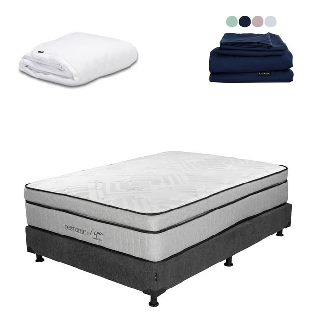 Colchón Queen Size Lipa + Box + Protector Cloud + Sabanas Softy