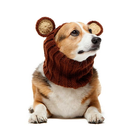Zoo Snoods Grizzly Bear Dog Costume - Neck and Ear Warmer Hood for Pets