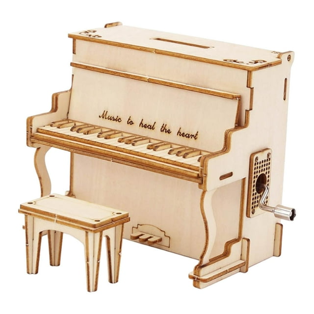 Siruishop Piano Model Kit 3D Wooden Puzzles Musical Instrument Construction Craft Kit Home Style B