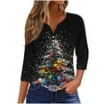 thumbnail image 2 of Amidoa Sparkly Tops for Women 2025 3/4 Sleeve V-Neck Christmas Tunic Buttons Graphic Blouses Women Shirt XXL, 2 of 5