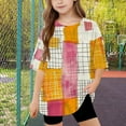 thumbnail image 3 of Favoffer Unisex Kids Summer Geometric Art Graphic Tee Multicolor Stretchy Loose Fit Round Neck Short Sleeve Trendy Top Casual Travel Play Gift 5-15Y, 3 of 7