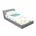 thumbnail image 2 of Ambesonne Cartoon Fitted Sheet & Pillow Sham Set, Geometric Whale Fish, Twinxl, Yellow White, 2 of 2