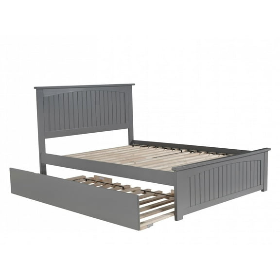 AFI Nantucket Full Wood Platform Bed with Matching Footboard & Twin Trundle, Grey