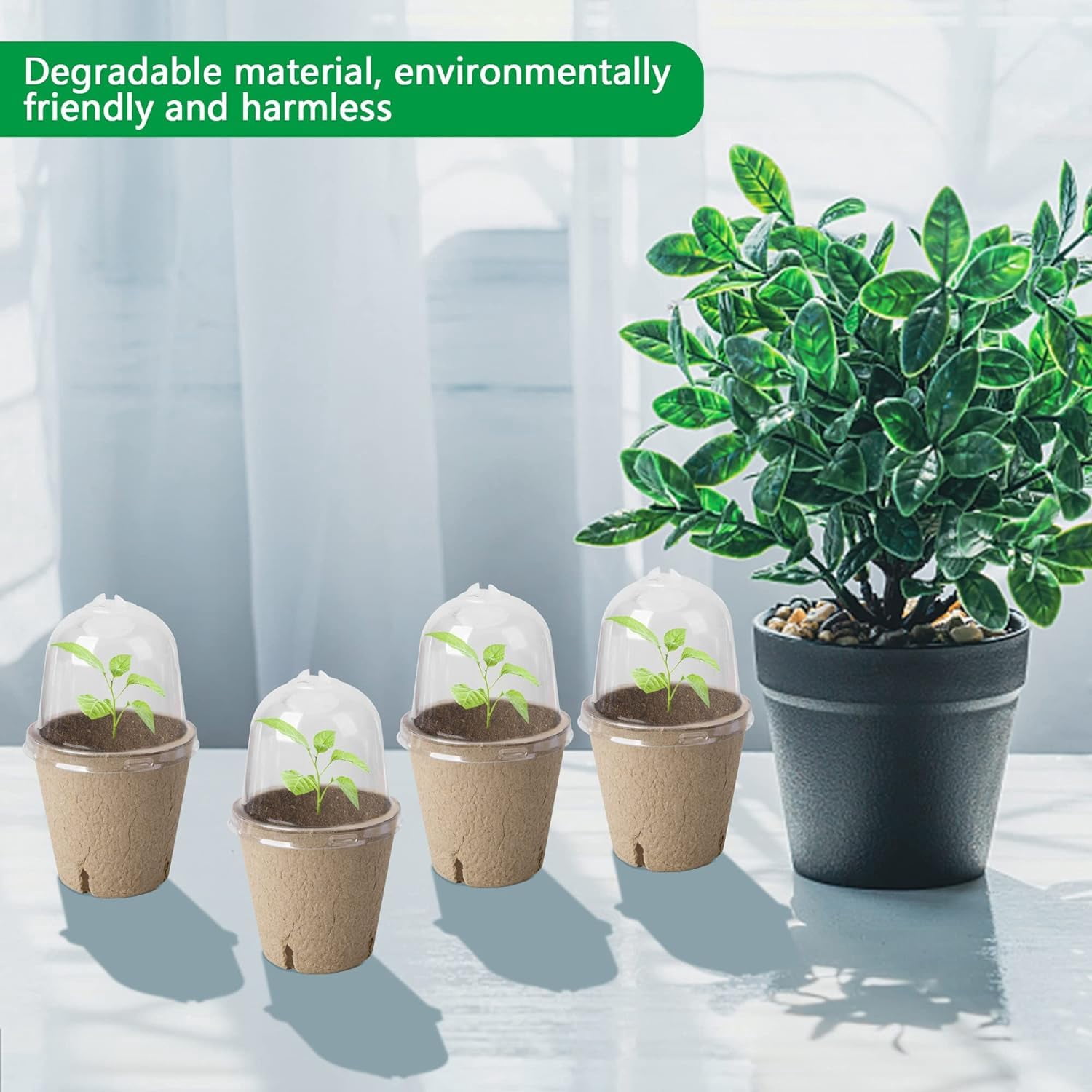 40pcs Biodegradable Seeding Starter Pots with Humidity Dome - 3.1" Peat Pots for Seedlings, Garden Vegetable Flower Germination