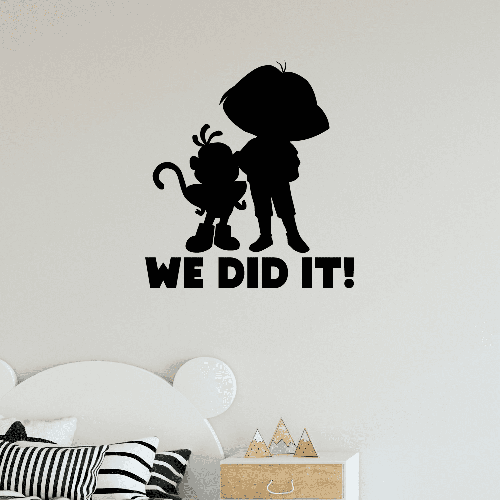 We Did It! - Dora The Explorer Cartoon Character Cute Dora And Boots Silhouette Dora The Explorer Vinyl Wall Decal Wall Sticker Wall Art Decoration Home Room Bedroom Classroom Size (30x22 inch)