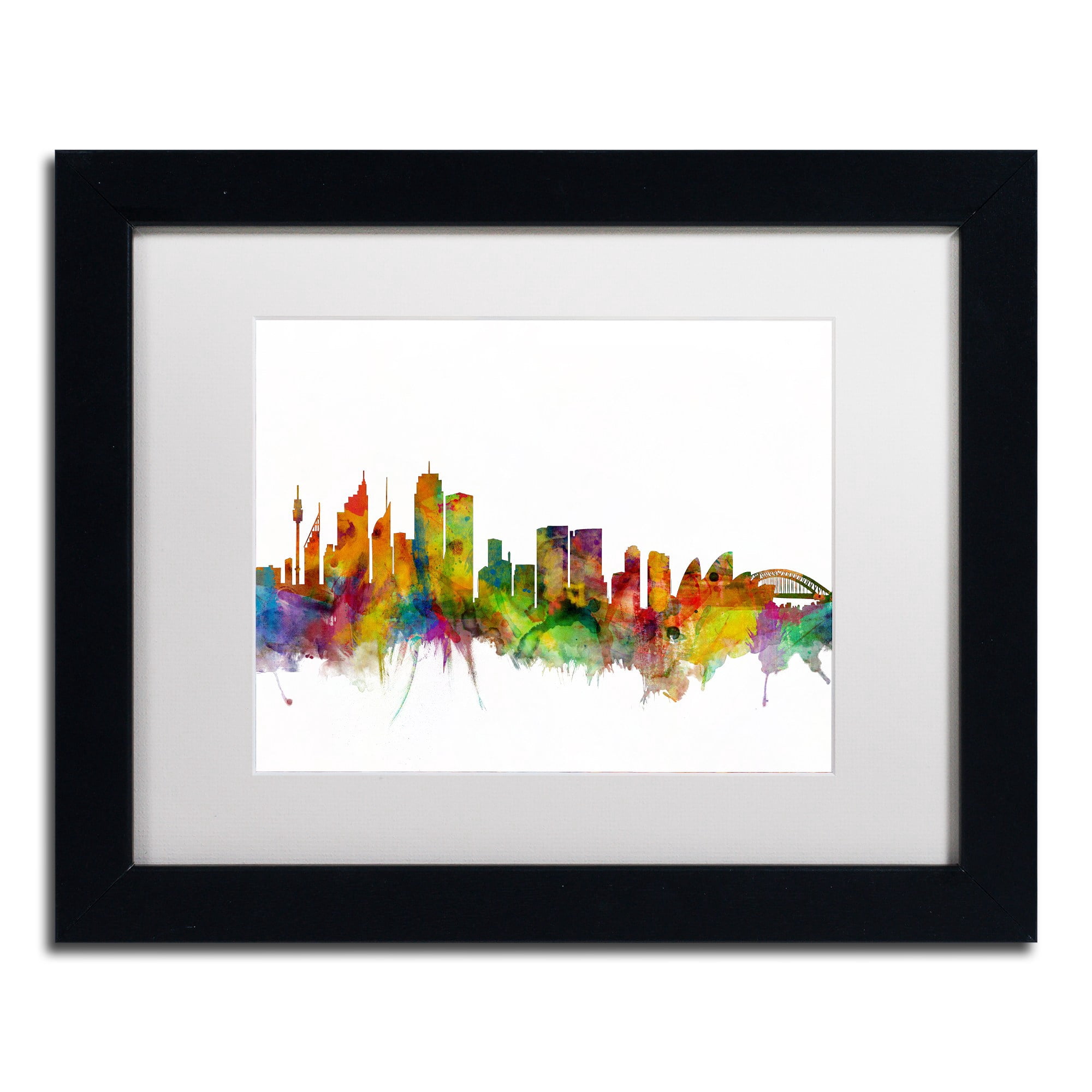 Trademark Fine Art "Sydney Australia Skyline IV" Canvas Art by Michael Tompsett White Matte, Black Frame