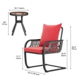 thumbnail image 5 of DEXTRUS Adult 3 Piece Metal Outdoor Bistro Sets with 2 Chairs and 1 Table, Black/Red, 5 of 6