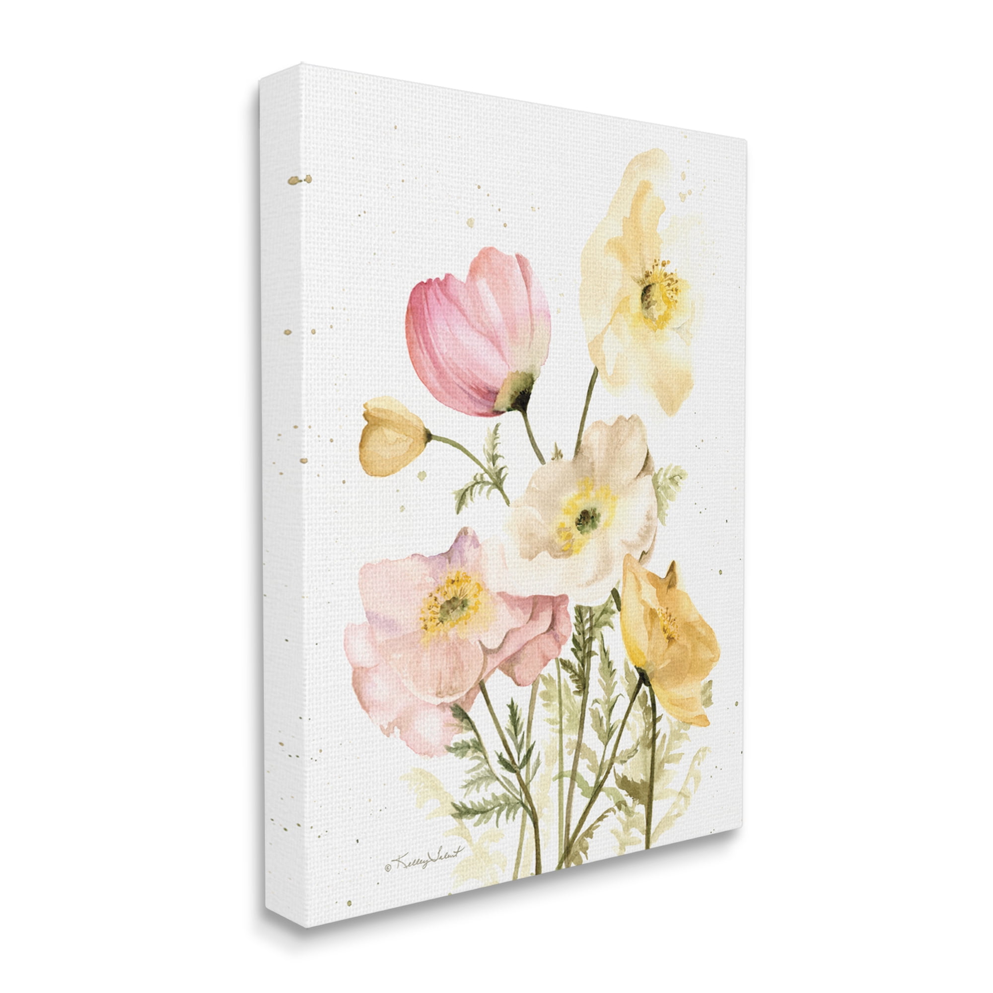 Stupell Industries Pink & Yellow Florals Botanical & Floral Painting Gallery Wrapped Canvas Art Print Wall Art, 30 x 40