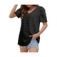 thumbnail image 3 of SAYOO Tops de manga corta abullonada para mujer con patrón de jacquard, ropa de verano de estilo casual con cuello en V de color sólido SAYOO  Casual, 3 of 5