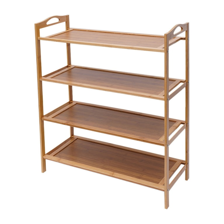 Fichiouy Tier Shoe Rack Natural Bamboo Wooden Organizer Stand