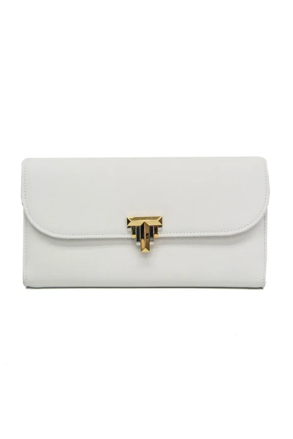 Pre-Owned Tiffany Flap Continental Wallet Women's Leather Long Wallet (bi-fold) White (Good)