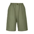 thumbnail image 4 of Qiopertar Women's Linen Shorts Summer Elastic Waist Casual Pants with Pockets Cotton Linen Blend Capri Pants, Green XL, 4 of 6