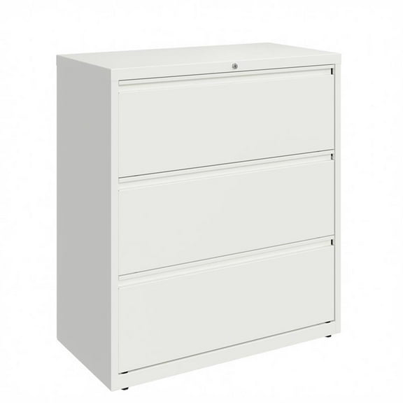 Pemberly Row 36" Wide 3 Drawer Metal Lateral File Cabinet - White - 2 units
