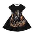 thumbnail image 4 of Uourmeti Horse Girls Short Sleeve Swing Dress Summer Soft Crewneck Midi Dress Casual Loose Beach Dresses Wedding Party Dress with Pockets, 4 of 6