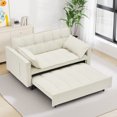 thumbnail image 2 of Bellemave Sleeper Sofa Bed 3-in-1 Convertible Couch with Pullout Bed, Futon 2-Seater Loveseat with Toss Pillows and Storage Pockets, 3 Level Adjustable Backrest Sofa for Living Room （Creamy White）, 2 of 8