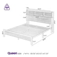 thumbnail image 5 of Greenstell Queen Bed Frame with Bookshelf Headboard - Metal Platform Bed with Charging Station, LED Bed Frame, Easy Assembly, Noise-Free, Adult, Black, 5 of 7