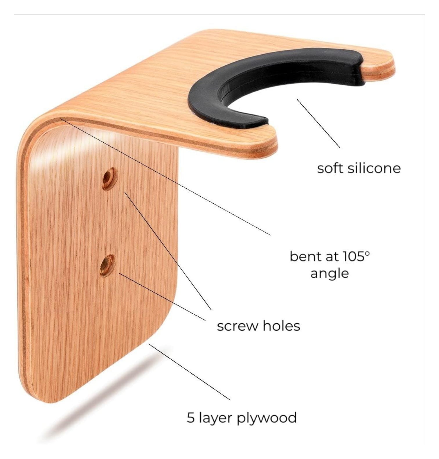 Guitar Wall Hanger - Secure Guitar Wall Mount for Acoustic/Ukulele - Space-Saving Guitar Accessories - Easy to Install Guitar Hook - Design Guitar Stand for Home/Studio Neck up to 2 in (50mm)