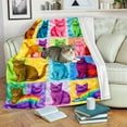 thumbnail image 1 of Couverture Jetée au Design de Chat Mignonne pour Canapé Lit Sofa Douillette Chaude Décorative Maison, 1 of 9