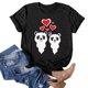 thumbnail image 2 of Gibobby Blusa Casual de Mujer Mujeres Casual Top Camisas Lindo Corazón Animal Impresión Camisa Manga Corta Cuello Redondo Tee Tops Blusa Túnica S(Negro,CH), 2 of 5