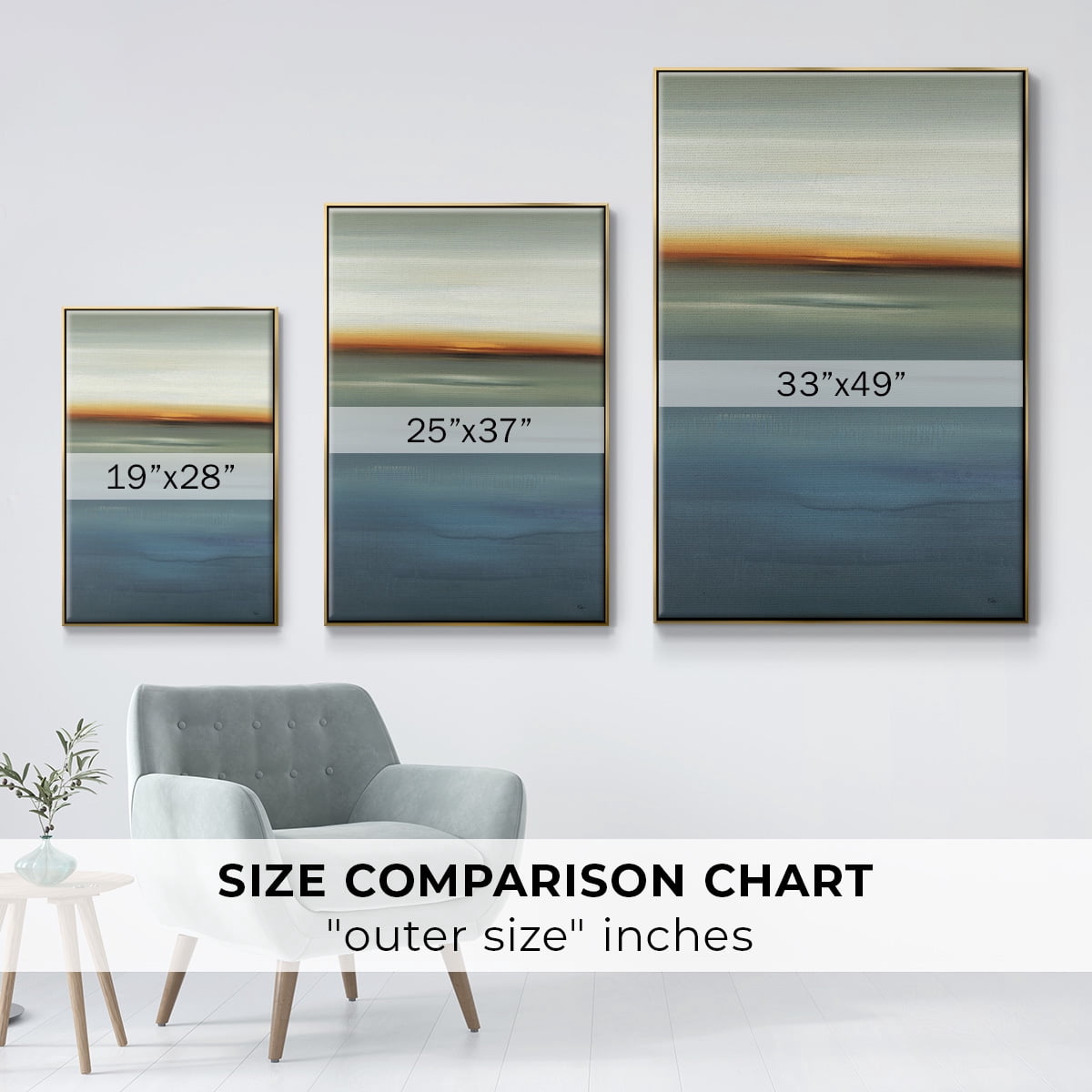 Beside the Blue I Framed Premium Gallery Wrapped Canvas - Ready to Hang - 25 x 37 - Gold Floating Frame